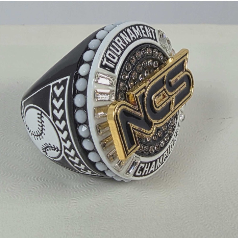 NCS Tournament Champions Ring Size 11.5 Black White Gold Baseball Trophy Jewelry